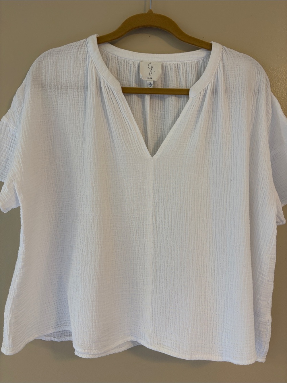 Joie Women’s M White Cotton Gauze V-Neck Short Sleeve Blouse Top